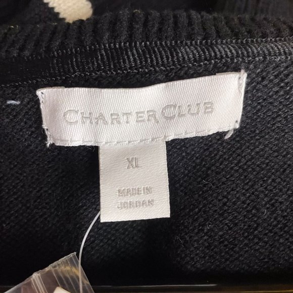 Charter Club Colorblocked Cable-Knit Sweater Black/White Size XL - D22 - Picture 8 of 9